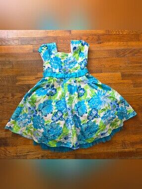 Jona Michelle Blue, Green and White Floral Girls' Formal Dress